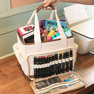 Tote caddy with art supplies