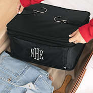 monogrammed hanging packing organizer in black in luggage
