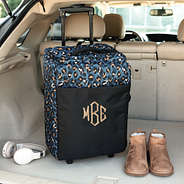 sapphire leopard rolling duffel bag in car