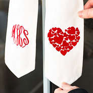 close up detail of red heart embroidery