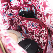 Burgundy Woodland Blossom foldover cosmetic case inside shot