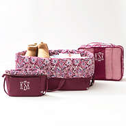 burgundy woodland blossom foldover weekend bag studio shot