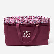 Monogrammed Foldover Weekend Bag in Burgundy Woodland Blossom