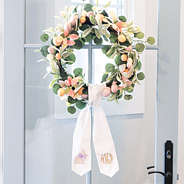 bunny spring personalized wreath sash on door