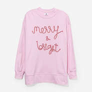merry and bright sweatshirt in light pink