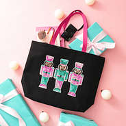 nutcracker holiday sequin tote bag flatlay