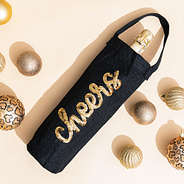 black wine gift bag flatlay