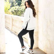 heathered gray fleece sweatshirt on peyton back view