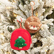 duo holiday bag charms on tree