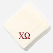 Chi Omega Plush Blanket in Ivory