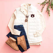 Auburn Tigers Puffer Vest in White