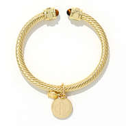 gold engraved cable bracelet
