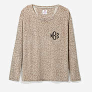 Monogrammed Pajama Top in Tonal Leopard