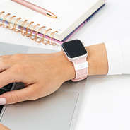 blush smart watch band on wrist