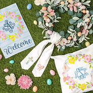 spring monogrammed pillow sham wreath sash and garden flag