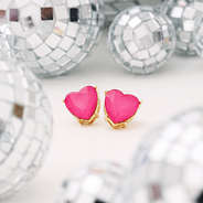 heart stud earrings with disco balls