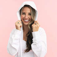 close up of white hood on sweatshirt jacket