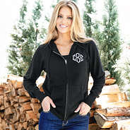 girl wearing personalized knit sweater jacket