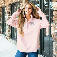 blush windbreaker pullover on rachel