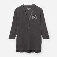 monogrammed henley in charcoal