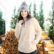 fuzzy sherpa pullover on peyton