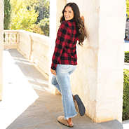 red buffalo check plaid fleece on peyton back view