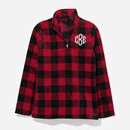 Monogrammed Plaid Fleece in Red Buffalo Plaid