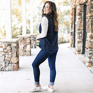 side of personalized lightweight vest in navy