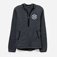 monogrammed fleece quarter zip hoodie in charcoal