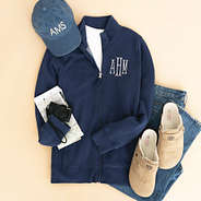 navy mock neck personalized jacket ootd