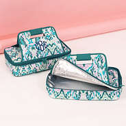 bermuda ikat monogrammed casserole carrier open and closed