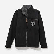 monogrammed field fleece jacket in black