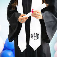 white graduation stole up close