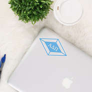 Alpha Delta Pi decorative decal on laptop