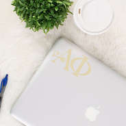 Alpha Phi decorative decal on laptop