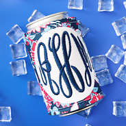 red white and blooms personalized koolie with ice