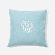 Monogrammed Linen Pillow Case in Light Blue