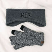 gray ear band with gloves on white