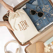 drawstring travel bag in suitcase