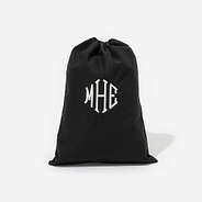 Monogrammed Drawstring Travel Bag in Black
