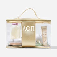Alpha Omicron Pi Clear Train Case | Monogrammed Sorority Travel Bag
