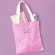hot pink shimmer tote bag packed