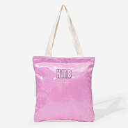 monogrammed shimmer tote bag in pink