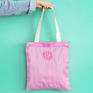 personalized shimmer tote bag in pink