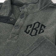 close up of charcoal bayview fleece