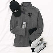 heathered charcoal monogrammed bayview fleece with sneakers