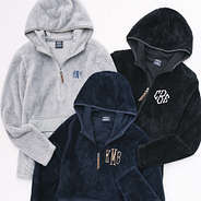 navy light gray and black monogrammed lightweight fleece hoodies