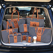 monogrammed black and striped collection