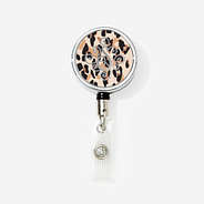 Monogrammed Badge Reel in Classic Cheetah