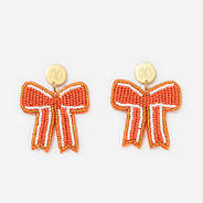 Monogrammed Gameday Bow Earrings in Orange